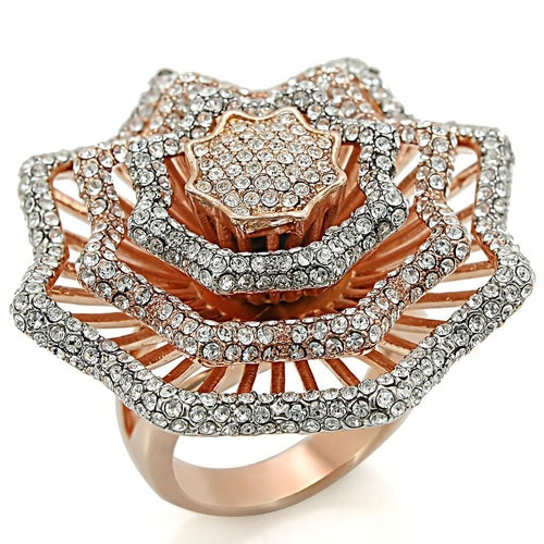 1W023 Rose Gold + Rhodium Brass Ring with Top