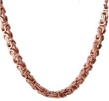 Load image into Gallery viewer, 8 MM Rose Plated 24&quot; Solid Byzantine Link Chain
