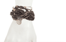 Load image into Gallery viewer, Italian bracelet with gunmetal plated brass and rhinestones
