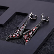 Load image into Gallery viewer, Natural Garnet Irregular Triangle Drop Earrings 925
