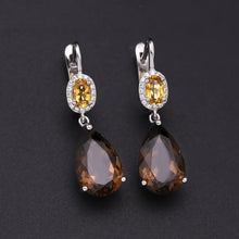 Load image into Gallery viewer, 10.44Ct Natural Smoky Quartz Yellow Citrine Earrings 925

