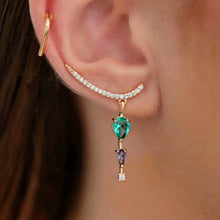 Load image into Gallery viewer, Gold Color copper Stud Earrings Tiny white Cubic zirconia Ear Cuff
