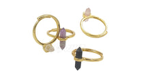 Load image into Gallery viewer, WT-R403 Natural black onyx pink quartzes crystal quartz amethysts Rings Adjustable Rings
