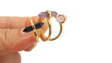 Load image into Gallery viewer, WT-R403 Natural black onyx pink quartzes crystal quartz amethysts Rings Adjustable Rings

