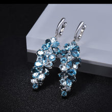 Load image into Gallery viewer, Natural Blue Topaz Jewelry Set Ring Earrings Necklace Pendant Set
