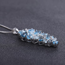 Load image into Gallery viewer, Natural Blue Topaz Jewelry Set Ring Earrings Necklace Pendant Set
