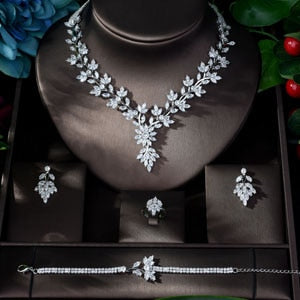 Luxury Leaf Full AAA Cubic Zirconia Jewelry Set