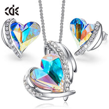 Load image into Gallery viewer, Swarovski Crystals Pink Heart Necklace Earrings Set
