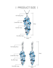 Load image into Gallery viewer, Natural Blue Topaz Jewelry Set Ring Earrings Necklace Pendant Set
