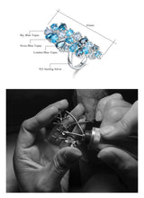 Load image into Gallery viewer, Natural Blue Topaz Jewelry Set Ring Earrings Necklace Pendant Set
