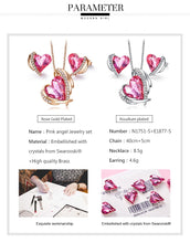 Load image into Gallery viewer, Swarovski Crystals Pink Heart Necklace Earrings Set
