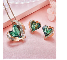 Load image into Gallery viewer, Swarovski Crystals Pink Heart Necklace Earrings Set
