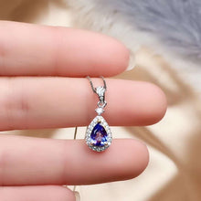 Load image into Gallery viewer, Natural Tanzanite jewelry set 925 sterling silver pendant ring Earring
