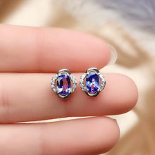 Load image into Gallery viewer, Natural Tanzanite jewelry set 925 sterling silver pendant ring Earring
