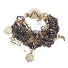 Load image into Gallery viewer, Italian bracelet with gunmetal plated brass and rhinestones
